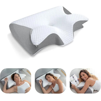 Plush+™ Memory Foam Plush+ Cervical Contour Leaf Pillow | 2-in-1 Ergonomic Contour Orthopedic Pillow for Neck Pain Relief & Support