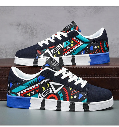 Trendy High-Quality Red Vulcanized Unisex Sneakers - Casual Skateboard Shoes with Fashion Graffiti Design