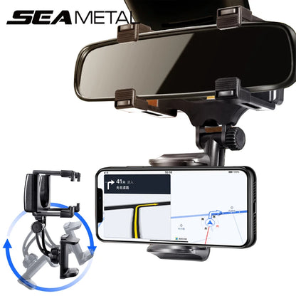 Rearview Mirror Phone Holder | 360° Rotation, Adjustable Stable Phone Mount for Car Navigation