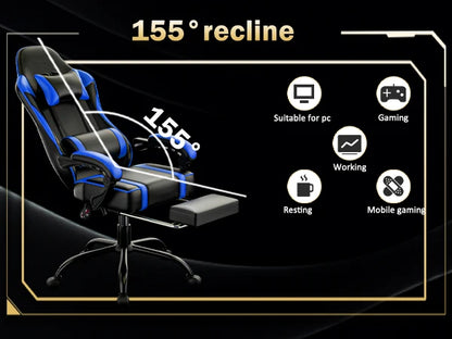 Ultimate Gaming Chair with Footrest - Reclining PU Leather Chair for Adults | Ergonomic Gamer Office Desk Chair