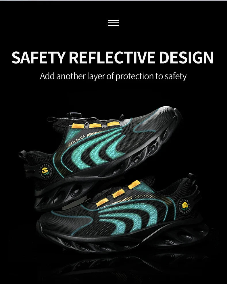 Rotary Buckle Men Safety Shoes Work Boots Safety Steel Toe Shoes Men Anti-smash Anti-puncture Work Sneakers Indestructible Shoes