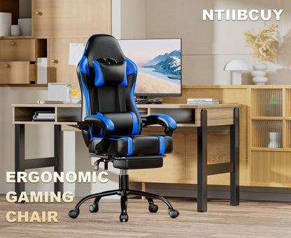 Ultimate Gaming Chair with Footrest - Reclining PU Leather Chair for Adults | Ergonomic Gamer Office Desk Chair