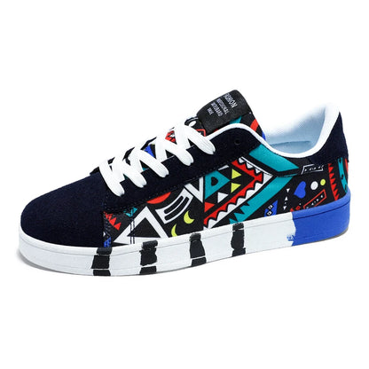 Trendy High-Quality Red Vulcanized Unisex Sneakers - Casual Skateboard Shoes with Fashion Graffiti Design