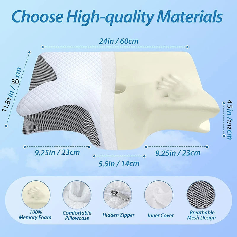 Plush+™ Memory Foam Plush+ Cervical Contour Leaf Pillow | 2-in-1 Ergonomic Contour Orthopedic Pillow for Neck Pain Relief & Support