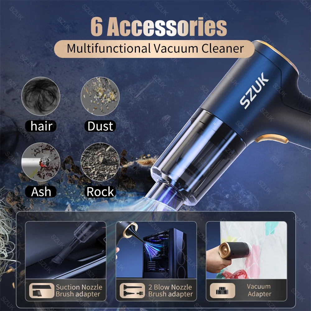 2000mAh High-Power Cordless Car Vacuum Cleaner Cleaning Machine - 98000PA