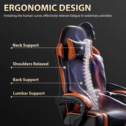 Ultimate Gaming Chair with Footrest - Reclining PU Leather Chair for Adults | Ergonomic Gamer Office Desk Chair