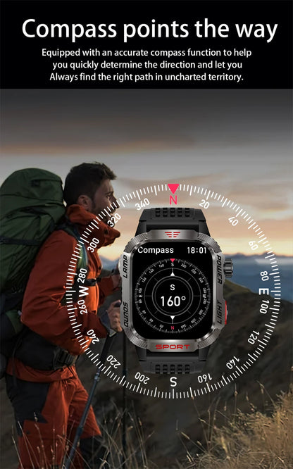 Huawei Xiaomi Military GPS Smart Watch Men - Flashlight Compass Waterproof