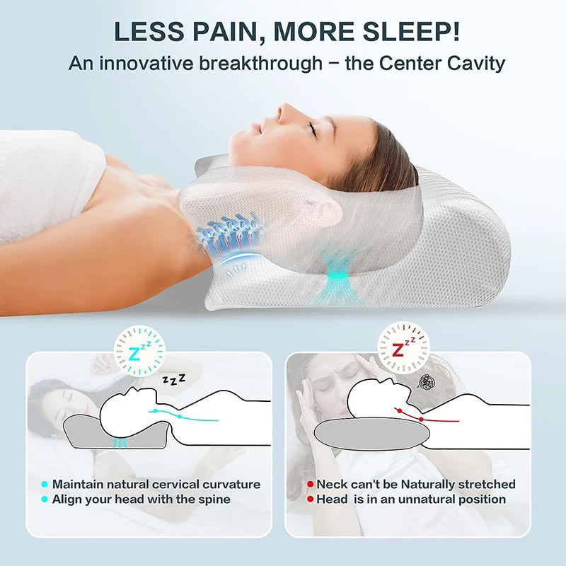 Plush+™ Memory Foam Plush+ Cervical Contour Leaf Pillow | 2-in-1 Ergonomic Contour Orthopedic Pillow for Neck Pain Relief & Support