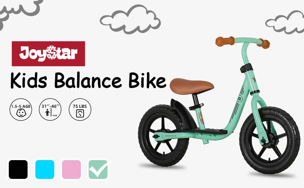 10"/12" Kids Balance Bike for Girls & Boys – Adjustable Seat & Footrest for Toddler Balance & Confidence