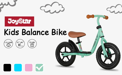 10"/12" Kids Balance Bike for Girls & Boys – Adjustable Seat & Footrest for Toddler Balance & Confidence