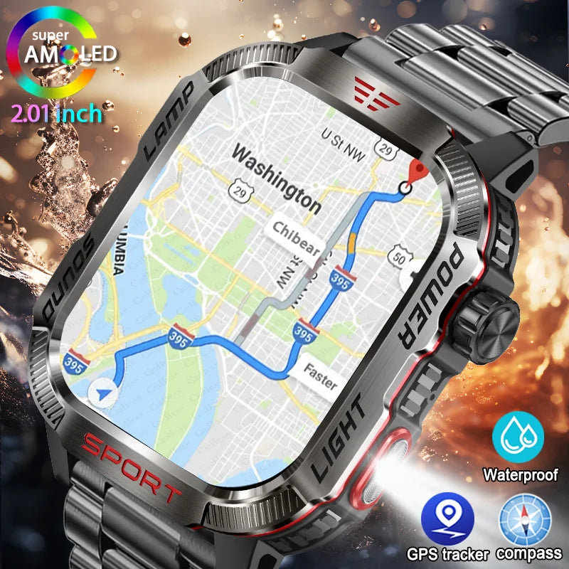 Huawei Xiaomi Military GPS Smart Watch Men - Flashlight Compass Waterproof