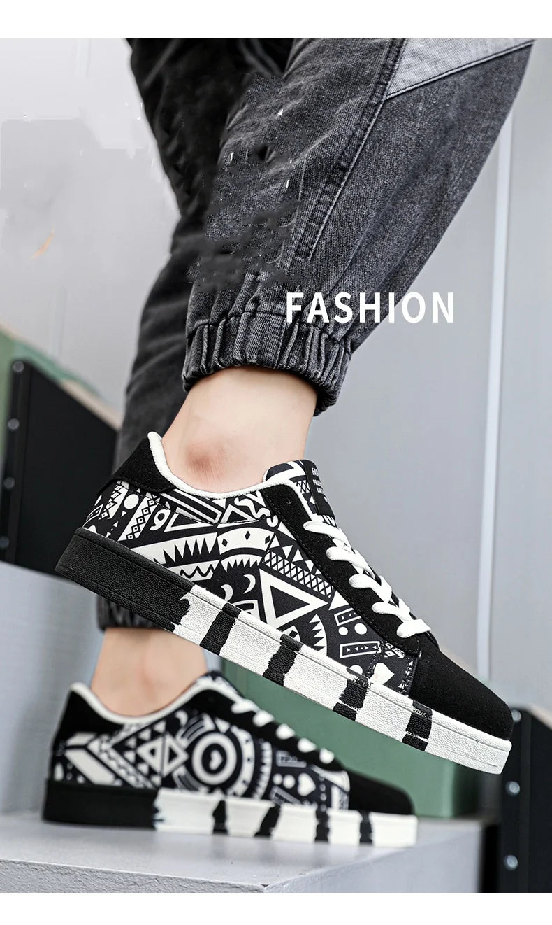 Trendy High-Quality Red Vulcanized Unisex Sneakers - Casual Skateboard Shoes with Fashion Graffiti Design