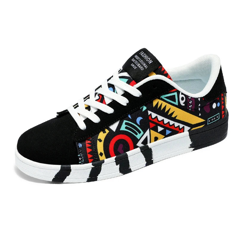 Trendy High-Quality Red Vulcanized Unisex Sneakers - Casual Skateboard Shoes with Fashion Graffiti Design