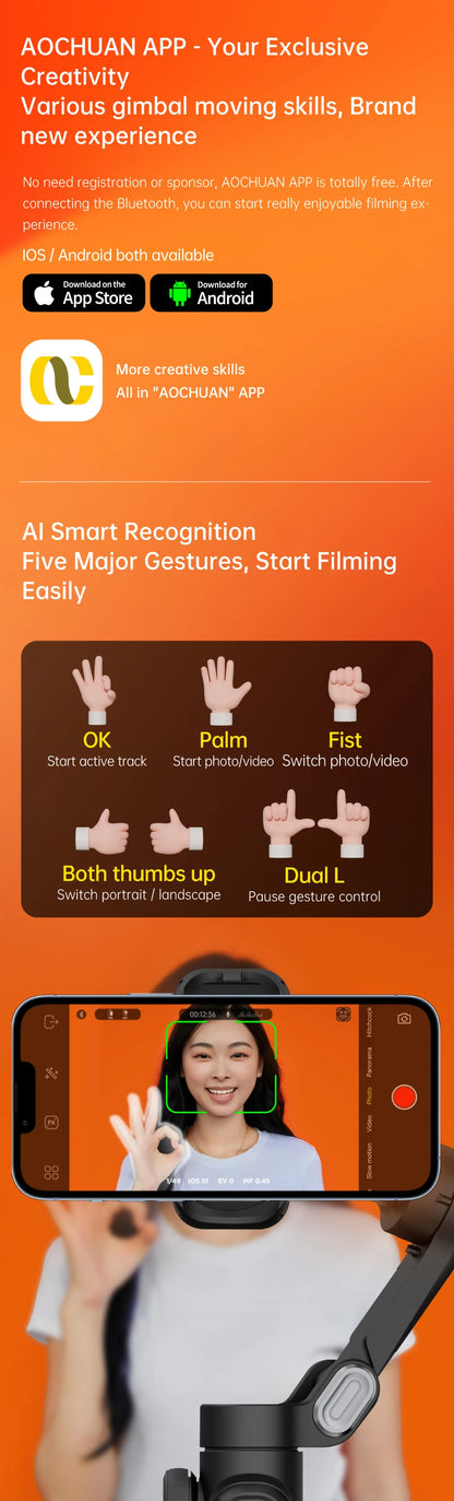 AOCHUAN 3-Axis Handheld Gimbal Stabilizer for Smartphone
