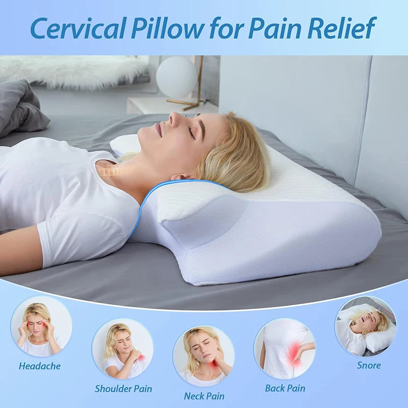 Plush+™ Memory Foam Plush+ Cervical Contour Leaf Pillow | 2-in-1 Ergonomic Contour Orthopedic Pillow for Neck Pain Relief & Support