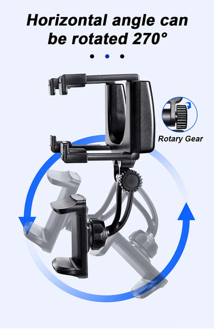 Rearview Mirror Phone Holder | 360° Rotation, Adjustable Stable Phone Mount for Car Navigation