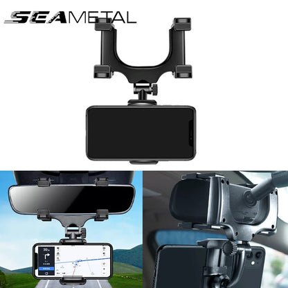 Rearview Mirror Phone Holder | 360° Rotation, Adjustable Stable Phone Mount for Car Navigation